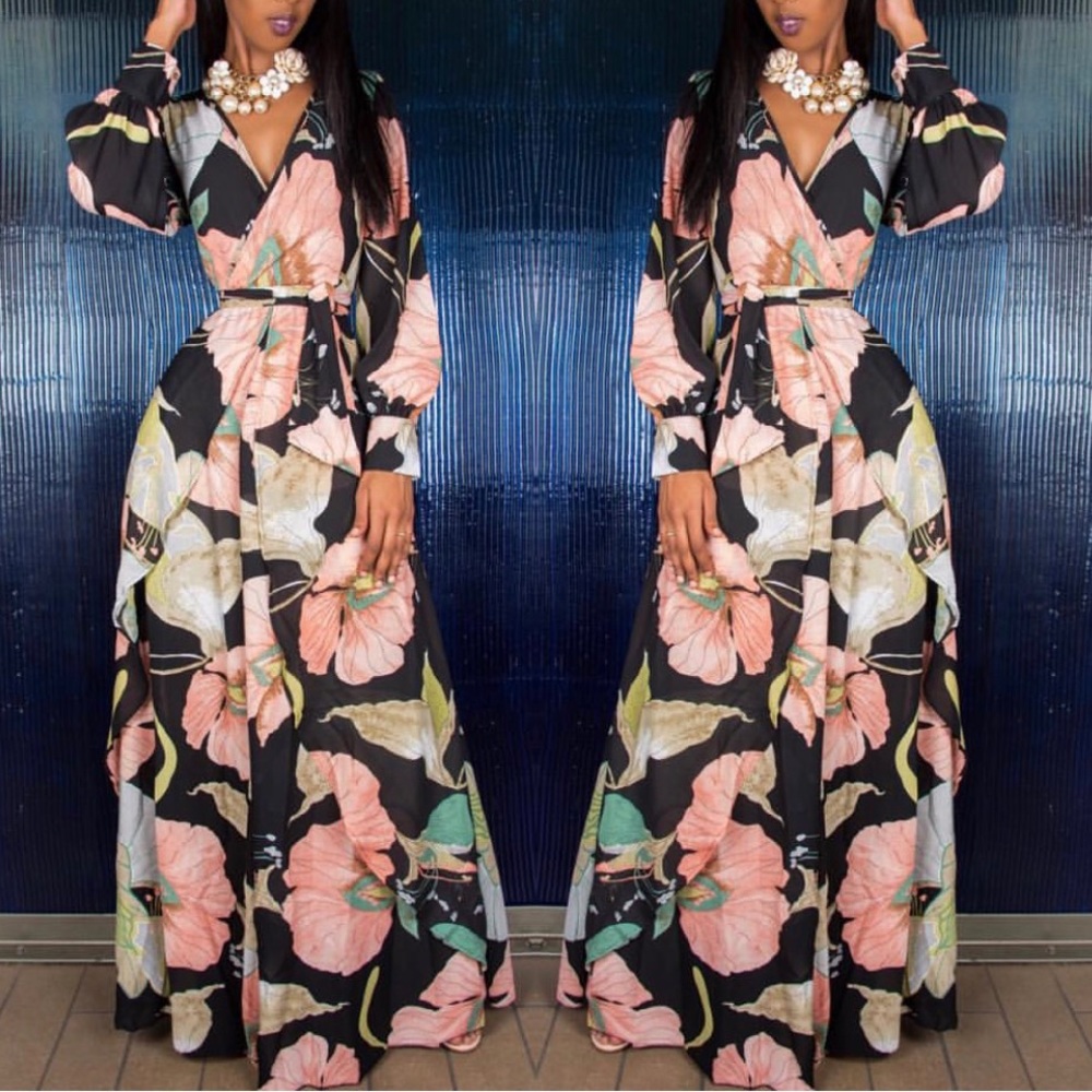 Sunday’s brunch maxi wrap dress